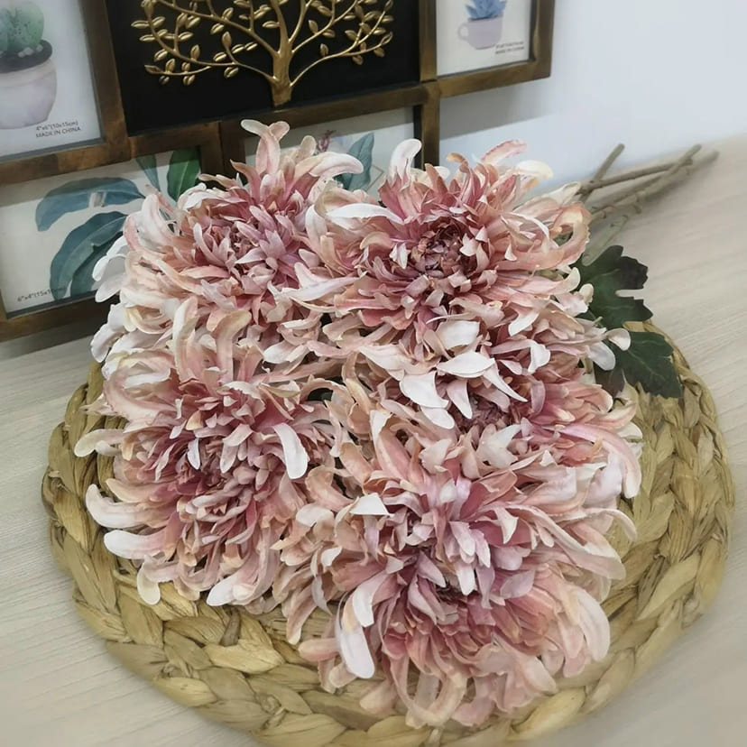 Искусственные цветы в Оренбурге | Цветок искусственный «Хризантема», персиково-розовая, одиночный