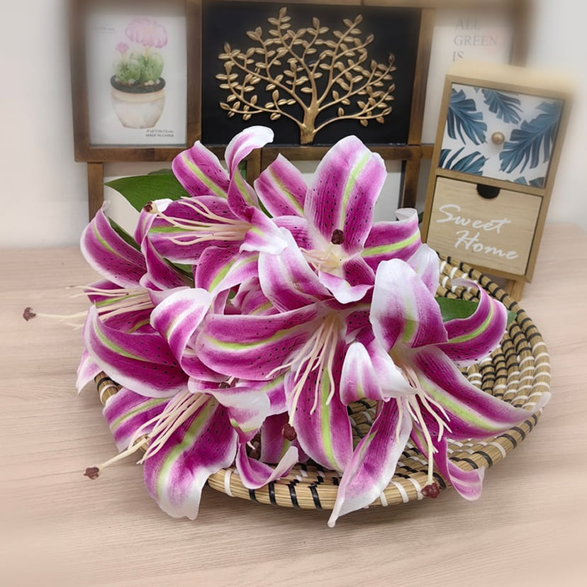 Искусственные цветы в Оренбурге | Цветы искусственные «Лилии крупные», розово-сиреневые, букет