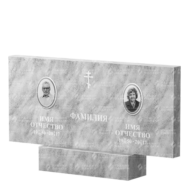 Памятники из мрамора в&nbsp;Оренбурге | Двойной мраморный памятник, прямой