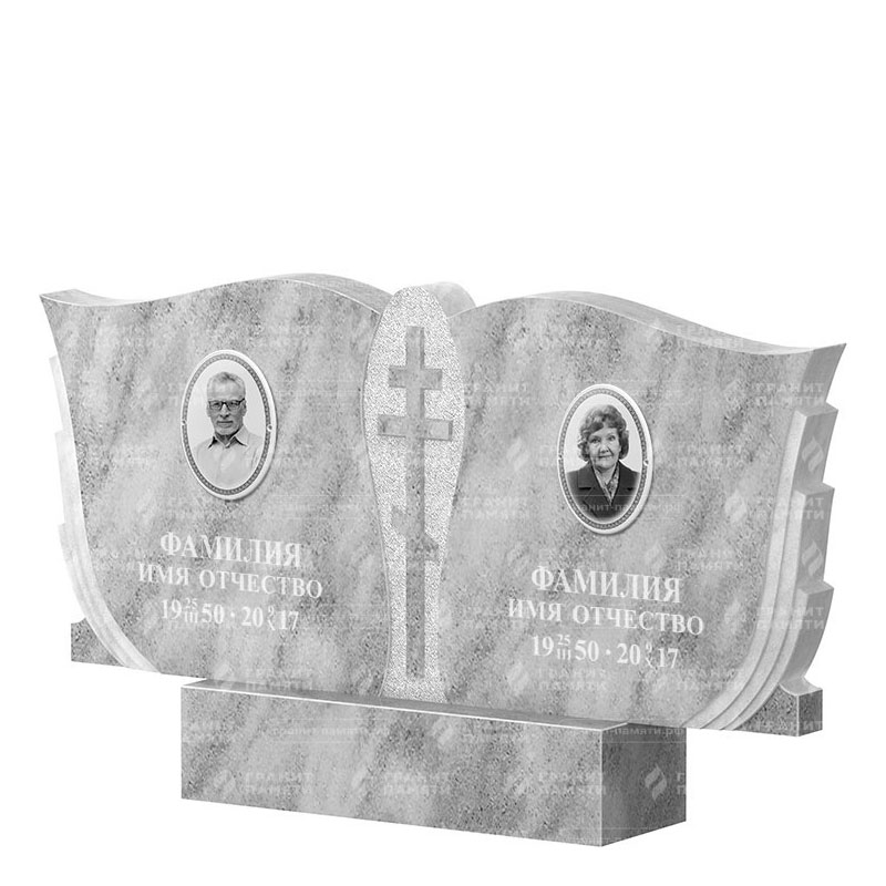 Памятники из мрамора в&nbsp;Оренбурге | Двойной мраморный памятник ФМ-136