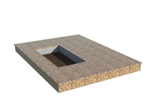 Площадки на могилу в&nbsp;Оренбурге | Площадка с вертикальной (15 см) облицовкой Южно-султаевским гранитом (под цветник)