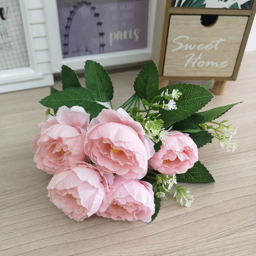 Искусственные цветы в Оренбурге | Цветы искусственные «Минипиончики с гипсофилой», нежно-розовые, букет