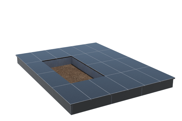 Площадки на могилу в&nbsp;Оренбурге | Площадка с вертикальной (15 см) облицовкой гранитом Габбро (под цветник)