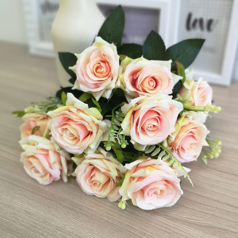 Искусственные цветы в Оренбурге | Цветы искусственные «Розы острые», розовато-молочные, букет