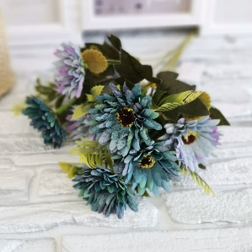 Искусственные цветы в Оренбурге | Цветы искусственные «Ромашки», фиолетово-голубые, букет