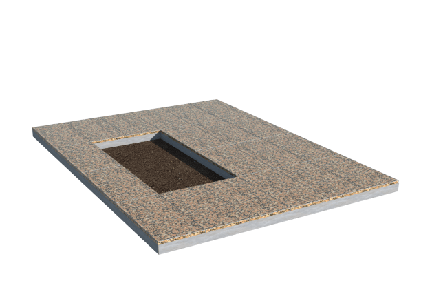 Площадки на могилу в&nbsp;Оренбурге | Площадка с облицовкой Южно-Султаевским гранитом (под цветник)