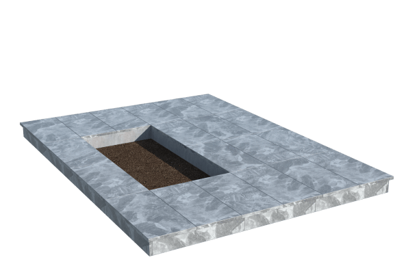 Площадки на могилу в&nbsp;Оренбурге | Площадка с вертикальной (10 см) мраморной облицовкой (под цветник)