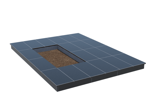 Площадки на могилу в&nbsp;Оренбурге | Площадка с вертикальной (10 см) облицовкой гранитом Габбро (под цветник)